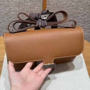 Hermes Constance Elan 24 Bag Handmade In Epsom Calfskin Leather Silver Hardware 37 Gold - Image 7