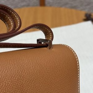 Hermes Constance Elan 24 Bag Handmade In Epsom Calfskin Leather Silver Hardware 37 Gold - Image 3