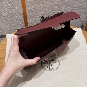 Hermes Constance Elan 24 Bag Handmade In Epsom Calfskin Leather Silver Hardware 55 Rouge H - Image 7