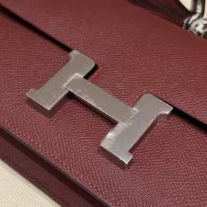 Hermes Constance Elan 24 Bag Handmade In Epsom Calfskin Leather Silver Hardware 55 Rouge H - Image 6