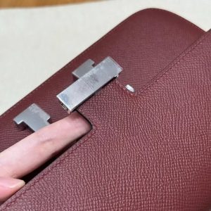 Hermes Constance Elan 24 Bag Handmade In Epsom Calfskin Leather Silver Hardware 55 Rouge H - Image 4
