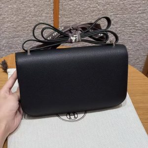 Hermes Constance Elan 24 Bag Handmade In Epsom Calfskin Leather Silver Hardware 89 Nior - Image 2