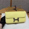 Hermes Constance Elan 24 Bag Handmade In Epsom Calfskin Leather Silver Hardware 9R Lime