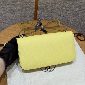 Hermes Constance Elan 24 Bag Handmade In Epsom Calfskin Leather Silver Hardware 9R Lime - Image 2