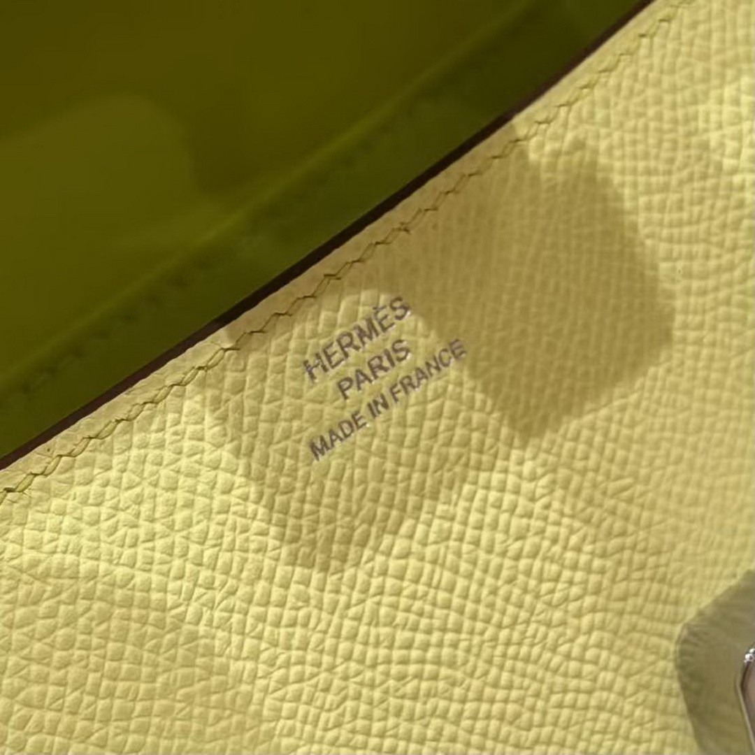 Hermes Constance Elan 24 Bag Handmade In Epsom Calfskin Leather Silver Hardware 9R Lime - Image 11