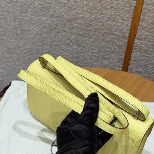 Hermes Constance Elan 24 Bag Handmade In Epsom Calfskin Leather Silver Hardware 9R Lime - Image 6