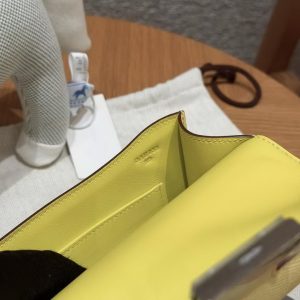 Hermes Constance Elan 24 Bag Handmade In Epsom Calfskin Leather Silver Hardware 9R Lime - Image 4