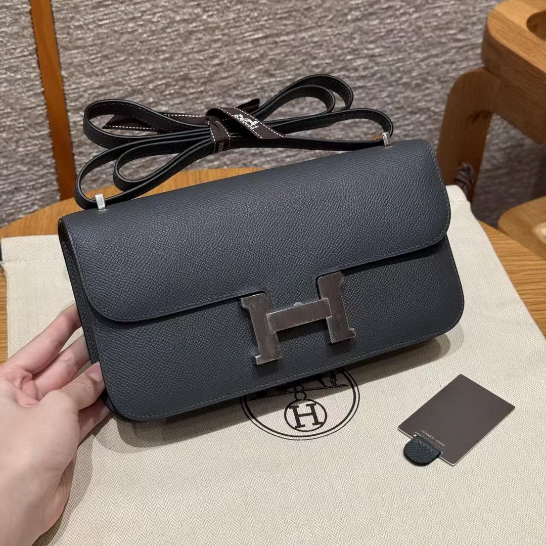 Hermes Constance Elan 24 Bag Handmade In Epsom Calfskin Leather Silver Hardware H0 Gigs Misty