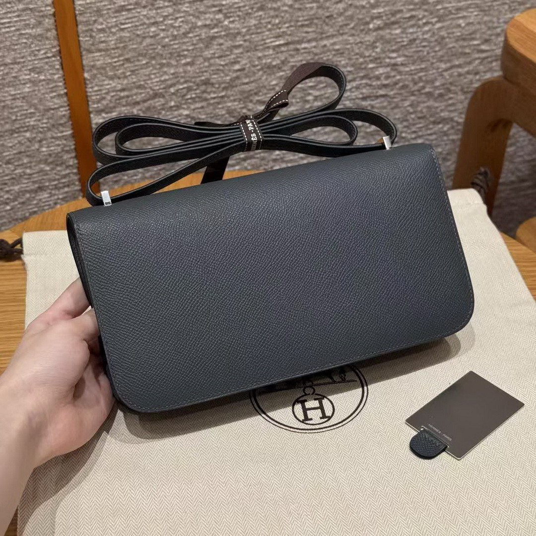 Hermes Constance Elan 24 Bag Handmade In Epsom Calfskin Leather Silver Hardware H0 Gigs Misty - Image 2