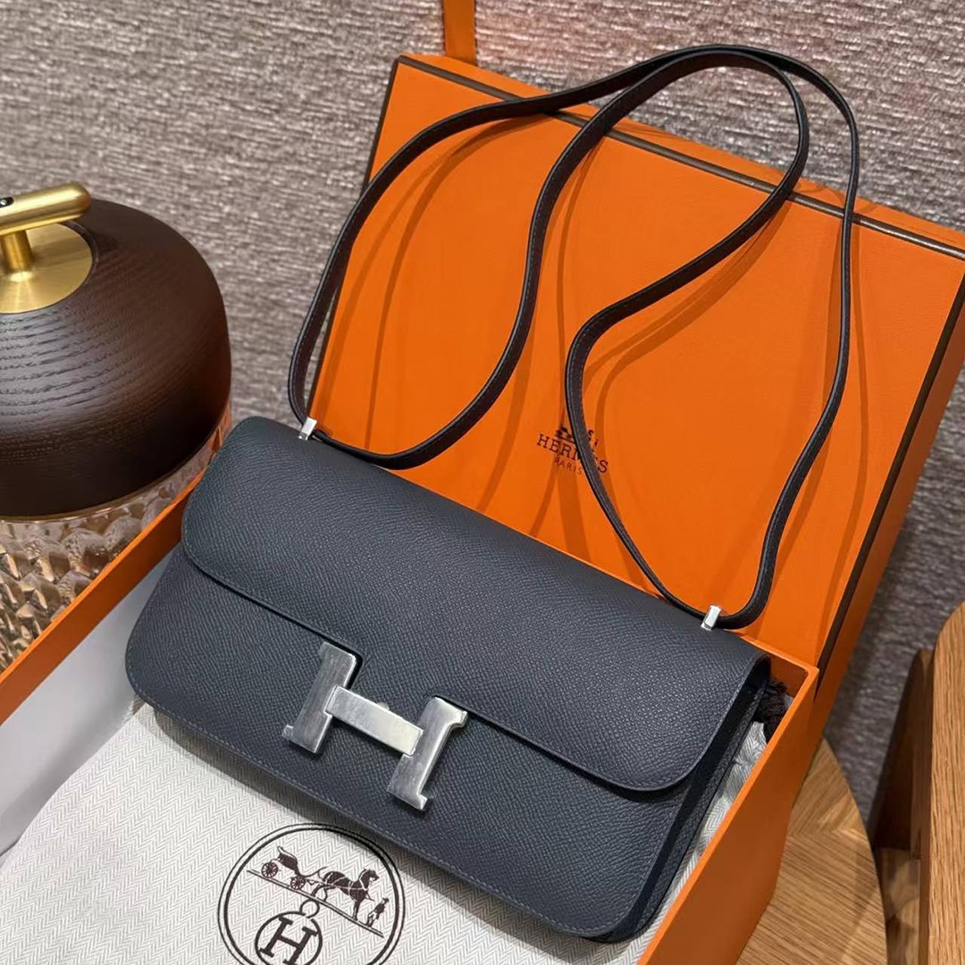 Hermes Constance Elan 24 Bag Handmade In Epsom Calfskin Leather Silver Hardware H0 Gigs Misty - Image 3