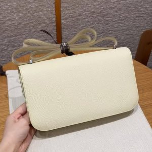 Hermes Constance Elan 24 Bag Handmade In Epsom Calfskin Leather Silver Hardware i8 Jaune Milton - Image 2