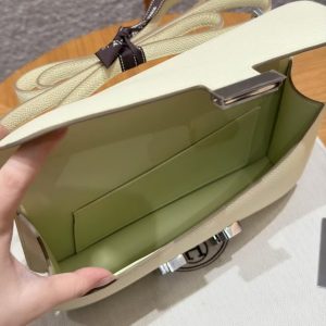 Hermes Constance Elan 24 Bag Handmade In Epsom Calfskin Leather Silver Hardware i8 Jaune Milton - Image 14
