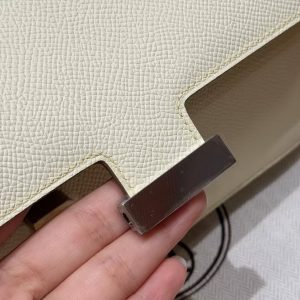 Hermes Constance Elan 24 Bag Handmade In Epsom Calfskin Leather Silver Hardware i8 Jaune Milton - Image 9