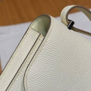 Hermes Constance Elan 24 Bag Handmade In Epsom Calfskin Leather Silver Hardware i8 Jaune Milton - Image 5