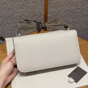 Hermes Constance Elan 24 Bag Handmade In Evercolor Calfskin Leather Silver Hardware 80 Gris Perle - Image 2