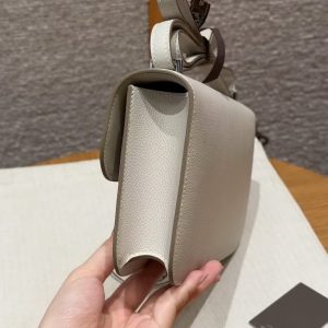 Hermes Constance Elan 24 Bag Handmade In Evercolor Calfskin Leather Silver Hardware 80 Gris Perle - Image 16