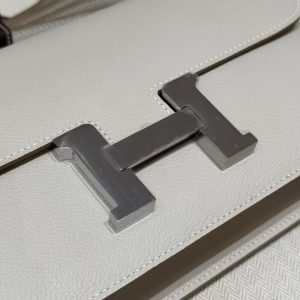 Hermes Constance Elan 24 Bag Handmade In Evercolor Calfskin Leather Silver Hardware 80 Gris Perle - Image 10