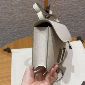 Hermes Constance Elan 24 Bag Handmade In Evercolor Calfskin Leather Silver Hardware 80 Gris Perle - Image 7