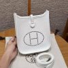 Hermes Evelyne 16 CM Bag Handmade In Taurillon Clemence Leather Sliver Hardware 01 Blanc