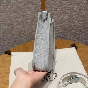 Hermes Evelyne 16 CM Bag Handmade In Taurillon Clemence Leather Silver Hardware 08 Blue Pale - Image 18