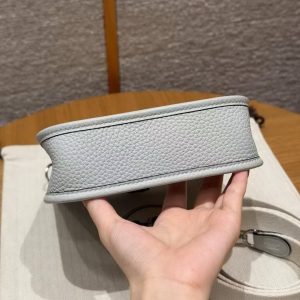 Hermes Evelyne 16 CM Bag Handmade In Taurillon Clemence Leather Silver Hardware 08 Blue Pale - Image 16