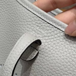 Hermes Evelyne 16 CM Bag Handmade In Taurillon Clemence Leather Silver Hardware 08 Blue Pale - Image 14