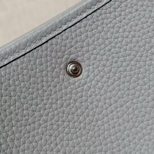 Hermes Evelyne 16 CM Bag Handmade In Taurillon Clemence Leather Silver Hardware 08 Blue Pale - Image 10