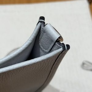 Hermes Evelyne 16 CM Bag Handmade In Taurillon Clemence Leather Silver Hardware 08 Blue Pale - Image 9