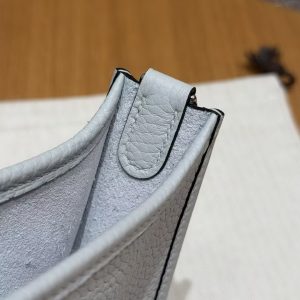 Hermes Evelyne 16 CM Bag Handmade In Taurillon Clemence Leather Silver Hardware 08 Blue Pale - Image 6