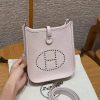 Hermes Evelyne 16 CM Bag Handmade In Taurillon Clemence Leather Silver Hardware 09 Mauve Pale