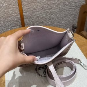 Hermes Evelyne 16 CM Bag Handmade In Taurillon Clemence Leather Silver Hardware 09 Mauve Pale - Image 14