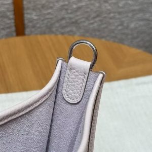 Hermes Evelyne 16 CM Bag Handmade In Taurillon Clemence Leather Silver Hardware 09 Mauve Pale - Image 5