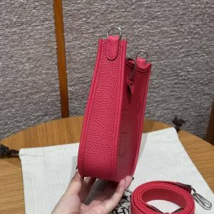 Hermes Evelyne 16 CM Bag Handmade In Taurillon Clemence Leather Sliver Hardware 0D Rose Maxico - Image 18
