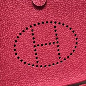 Hermes Evelyne 16 CM Bag Handmade In Taurillon Clemence Leather Sliver Hardware 0D Rose Maxico - Image 13