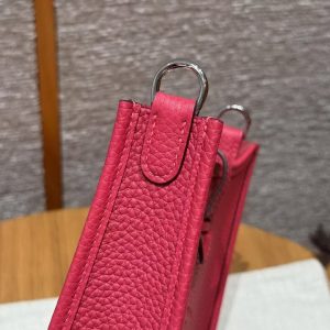 Hermes Evelyne 16 CM Bag Handmade In Taurillon Clemence Leather Sliver Hardware 0D Rose Maxico - Image 7