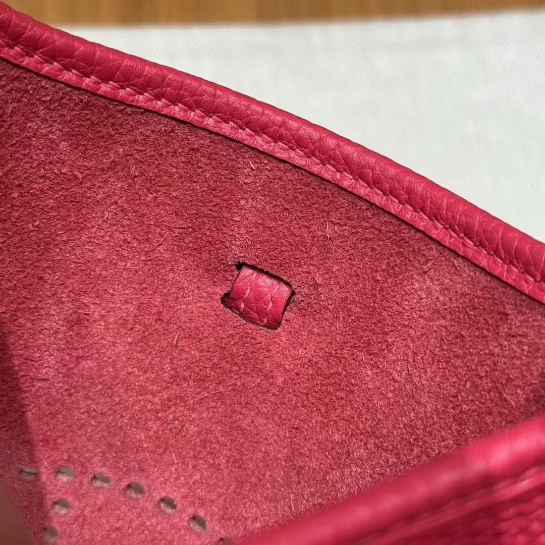 Hermes Evelyne 16 CM Bag Handmade In Taurillon Clemence Leather Sliver Hardware 0D Rose Maxico - Image 3