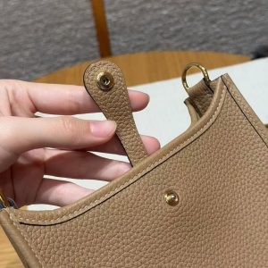 Hermes Evelyne 16 CM Bag Handmade In Epsom Calfskin Leather Gold Hardware 0M Chai - Image 7