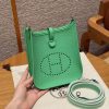 Hermes Evelyne 16 CM Bag Handmade In Epsom Calfskin Leather Sliver Hardware 0T Vert Comics
