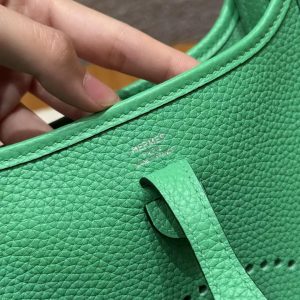 Hermes Evelyne 16 CM Bag Handmade In Epsom Calfskin Leather Sliver Hardware 0T Vert Comics - Image 12