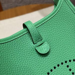 Hermes Evelyne 16 CM Bag Handmade In Epsom Calfskin Leather Sliver Hardware 0T Vert Comics - Image 11