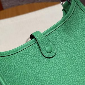 Hermes Evelyne 16 CM Bag Handmade In Epsom Calfskin Leather Sliver Hardware 0T Vert Comics - Image 9