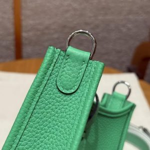 Hermes Evelyne 16 CM Bag Handmade In Epsom Calfskin Leather Sliver Hardware 0T Vert Comics - Image 8