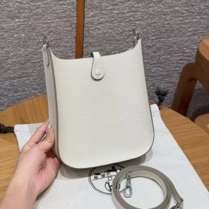Hermes Evelyne 16 CM Bag Handmade In Epsom Calfskin Leather Sliver Hardware 10 Craie - Image 2