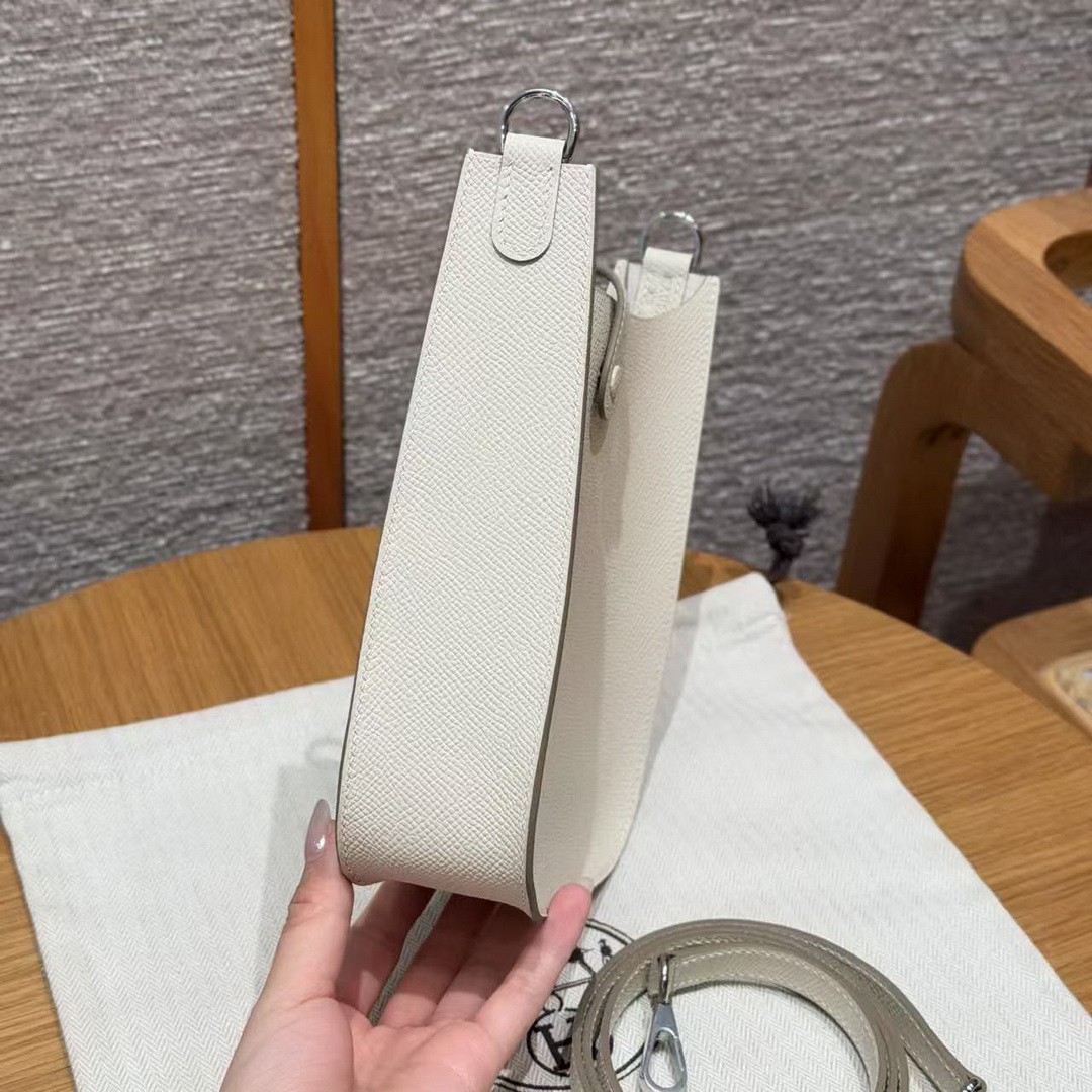 Hermes Evelyne 16 CM Bag Handmade In Epsom Calfskin Leather Sliver Hardware 10 Craie - Image 19