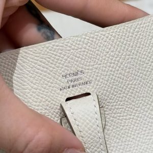Hermes Evelyne 16 CM Bag Handmade In Epsom Calfskin Leather Sliver Hardware 10 Craie - Image 16