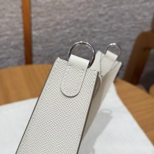 Hermes Evelyne 16 CM Bag Handmade In Epsom Calfskin Leather Sliver Hardware 10 Craie - Image 10