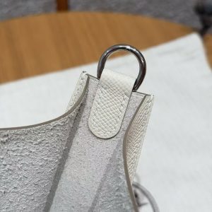 Hermes Evelyne 16 CM Bag Handmade In Epsom Calfskin Leather Sliver Hardware 10 Craie - Image 8