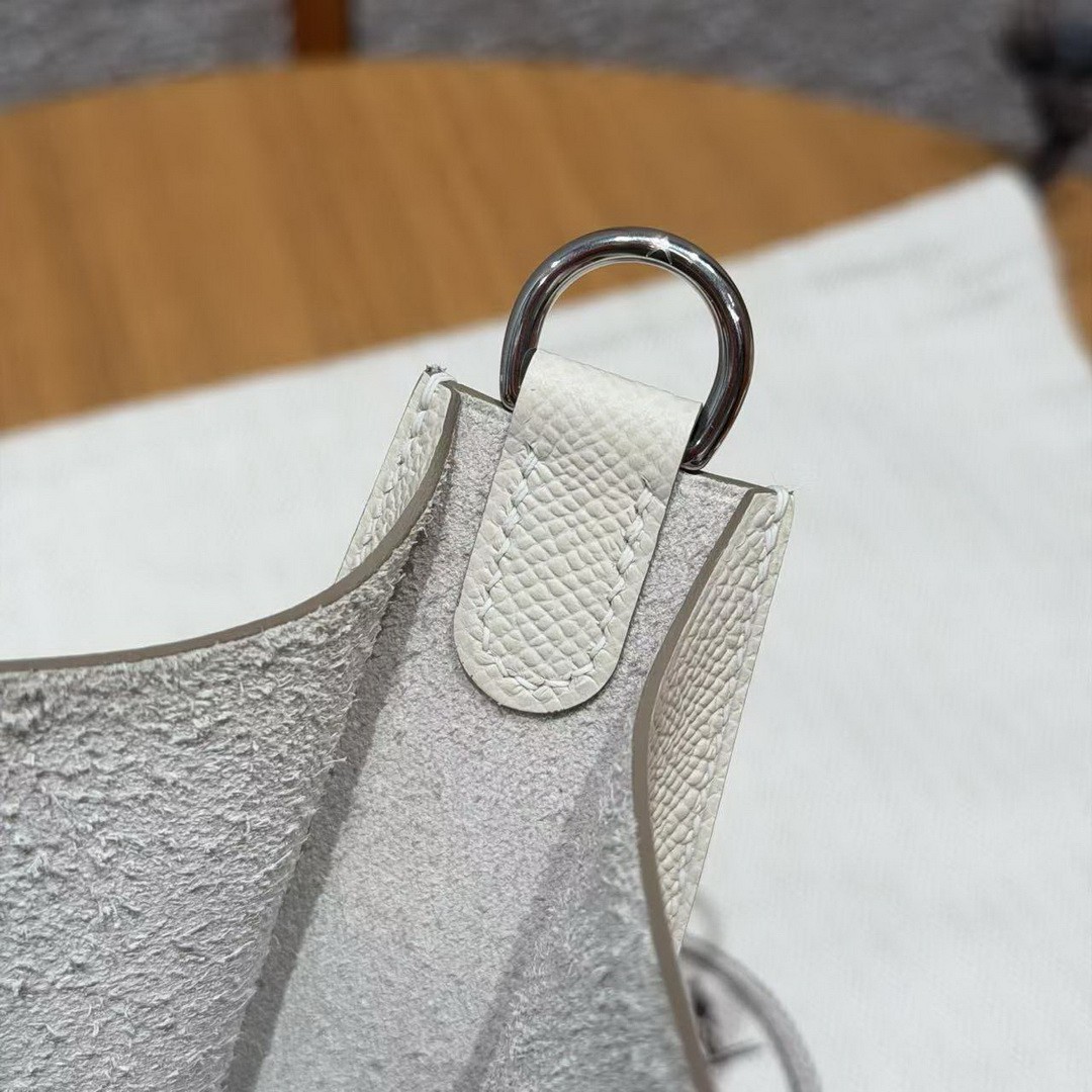 Hermes Evelyne 16 CM Bag Handmade In Epsom Calfskin Leather Sliver Hardware 10 Craie - Image 8