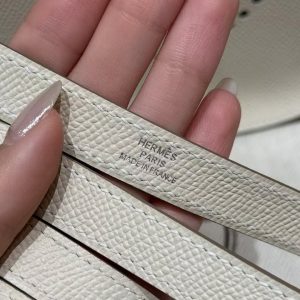 Hermes Evelyne 16 CM Bag Handmade In Epsom Calfskin Leather Sliver Hardware 10 Craie - Image 6