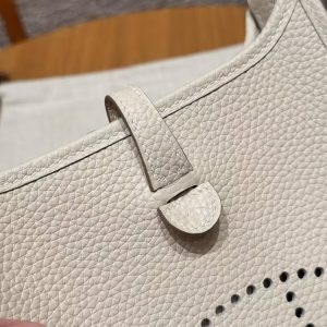 Hermes Evelyne 16 CM Bag Handmade In Taurillon Clemence Leather Silver Hardware 10 Craie - Image 9